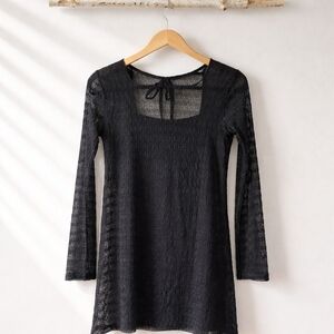 H&M Divided Black Lace Long-Sleeve Mini Dress Size S
